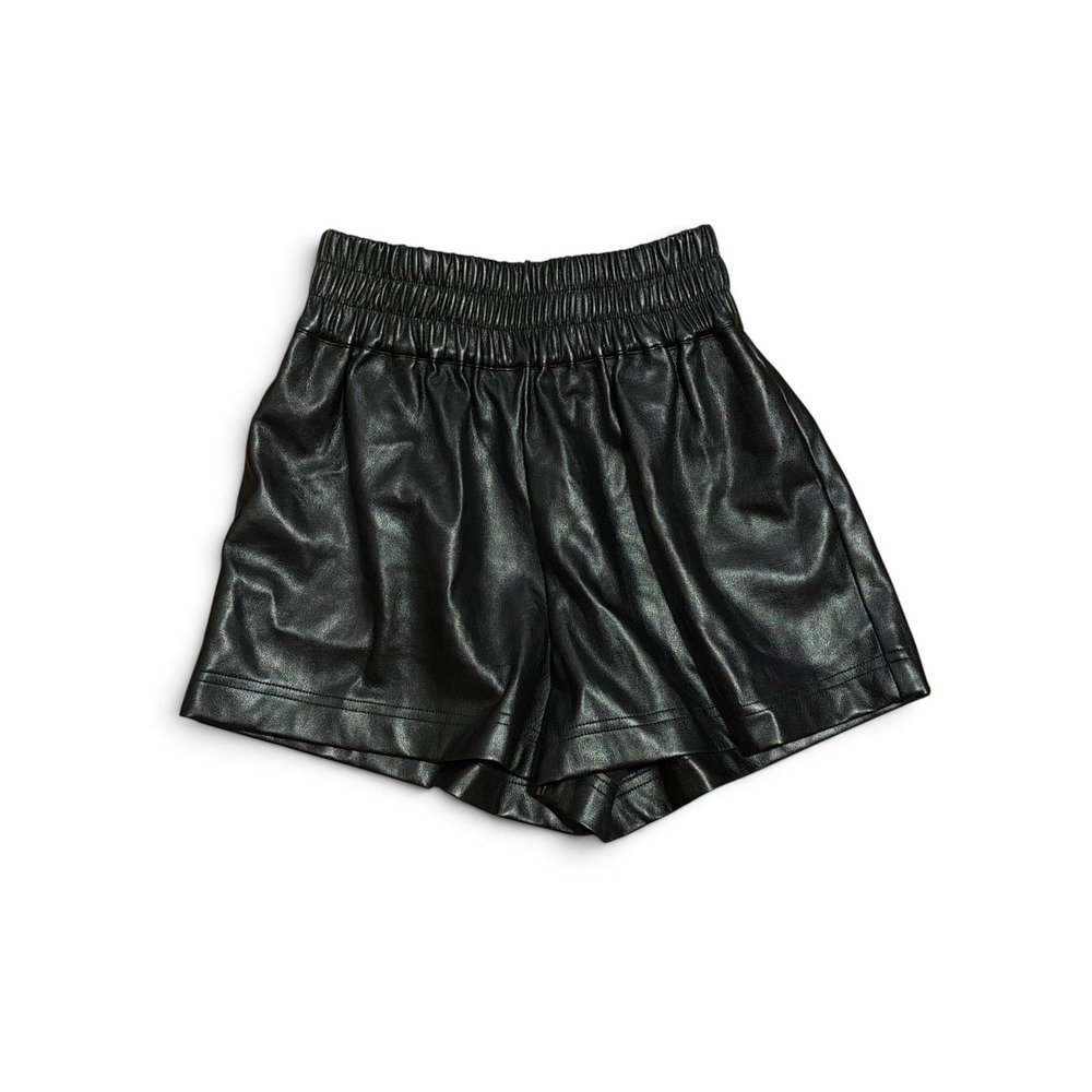 Vintage Havana Black Faux Leather High Waisted Elastic Shorts Small